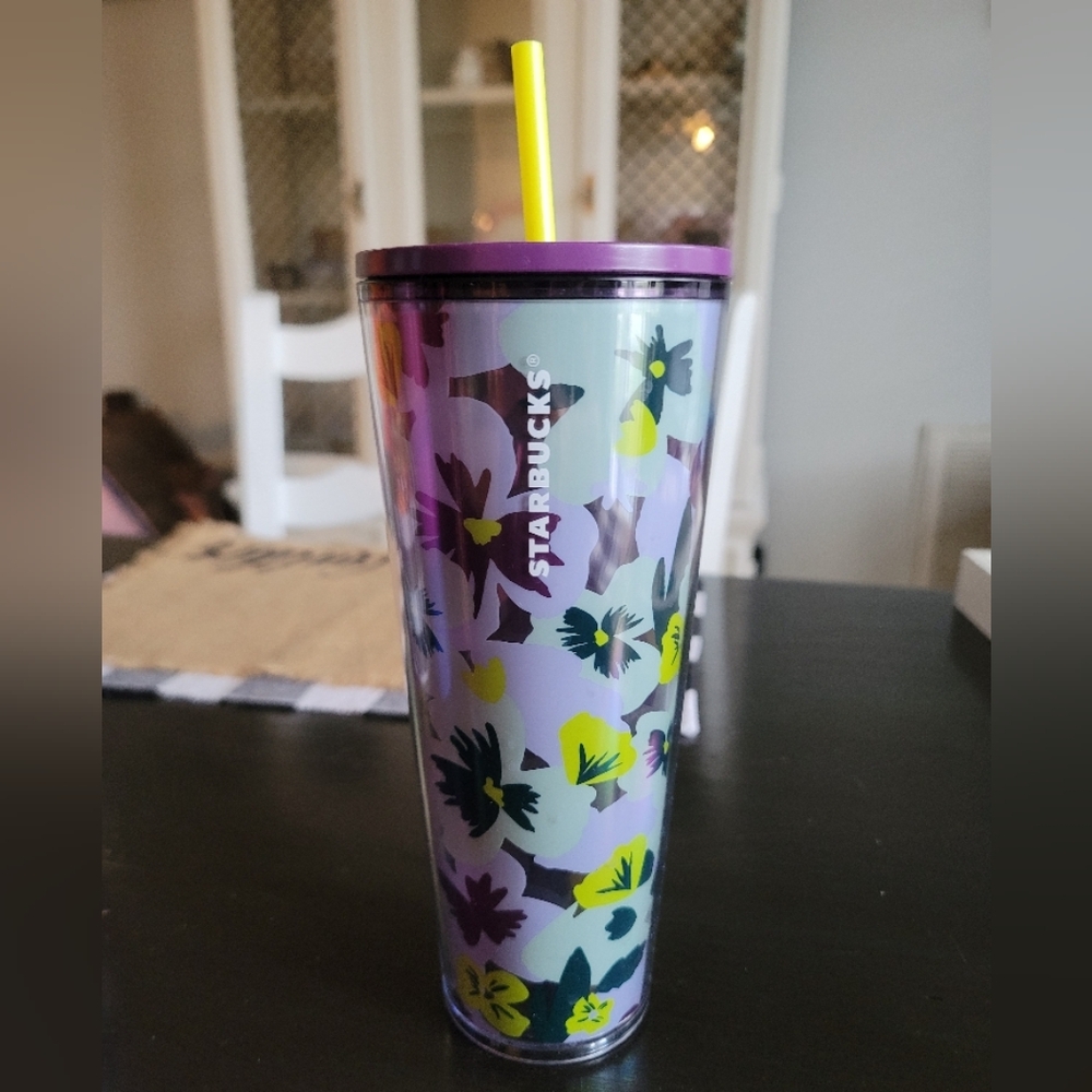Starbucks Floral Tumbler with Straw